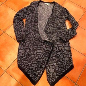 Kaisely long 100% Cotton Cardigan Black and White weave Large